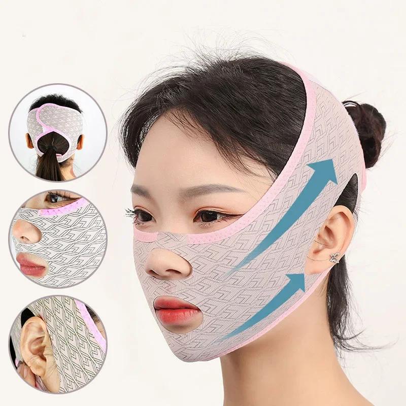 Adjustable Face Slimming Bandage V-Line Jaw Contour Lift Firm Device Reusable Double Chin Reducer Strap for Anti-Sagging Skin