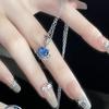 Blue Ocean Heart Necklace Star Personality Niche Design Sense Cold Wind Flash Diamond Clavicle Chain Female