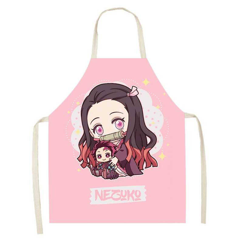

Новое поступление, фартук в стиле аниме «Demon Slayer», кухонные фартуки для женщин, хлопковый льняной сарафан для чистки, аксессуары для домашней кулинарии, фартук 68x55cm