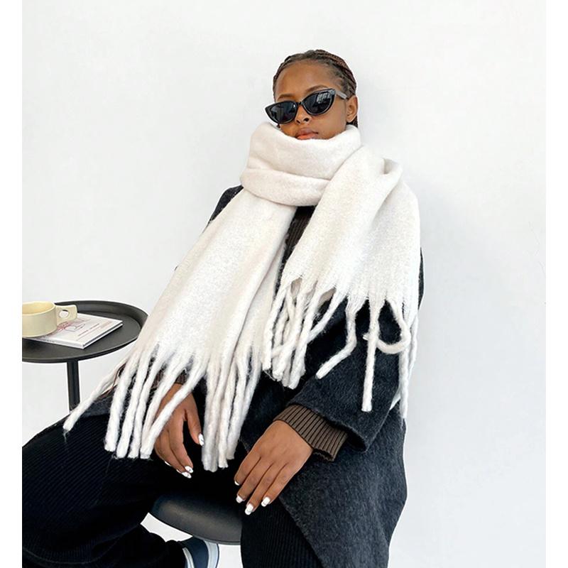 1 Damen-Winter-Fleece-Langschal mit Quasten - Weich und Warm,Verdickt,Winddichter Schal,Multifunktionaler Schal