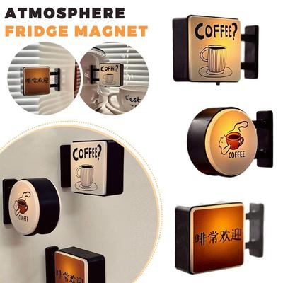 Coffee Corner Atmospheric Mini Light Sign Fridge Magnet Creative Side-mounted Light Sign LED Refrigerator Magnetic Decoration