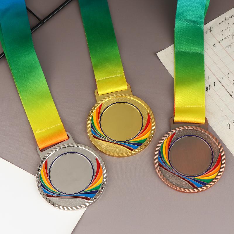 Metalen Award Medailles Met Halslint Goud Zilver Brons Stijl Voor Sport Academie Of Elke Competitie Diameter