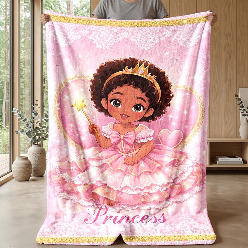 Princess in Pink Ball Gown with Wand Theme blanket Lightweight Warm Flannel Blanket Decorative Throw Blanket for Home Decoration
