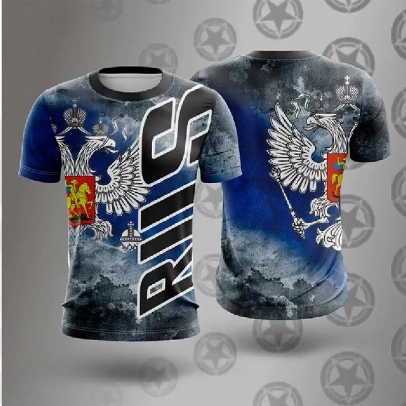 Flag Sports Style 3D Digital Printing Men's Fashionable Round Neck Short Sleeved T-shirt