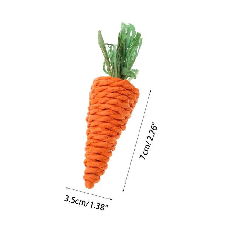 Rabbit Chew Toy Natural Grass Carrot Toy for Rabbits GuineaPigs 5Pcs