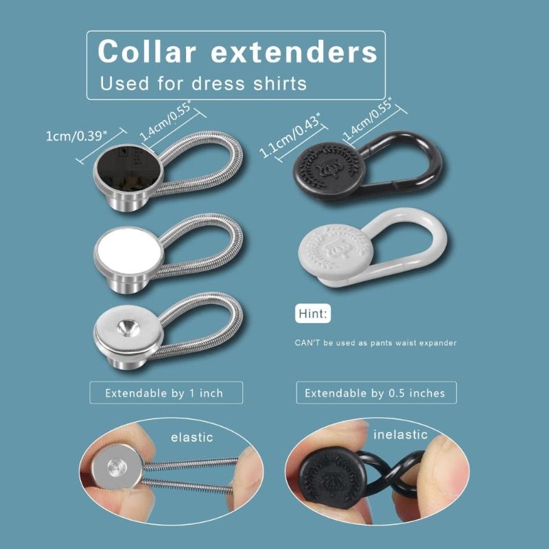 18Pcs Shirt Collar White Black Buttons Extender Multifunctional Spring Adjustment Button Jeans Elastic Extension Buckle