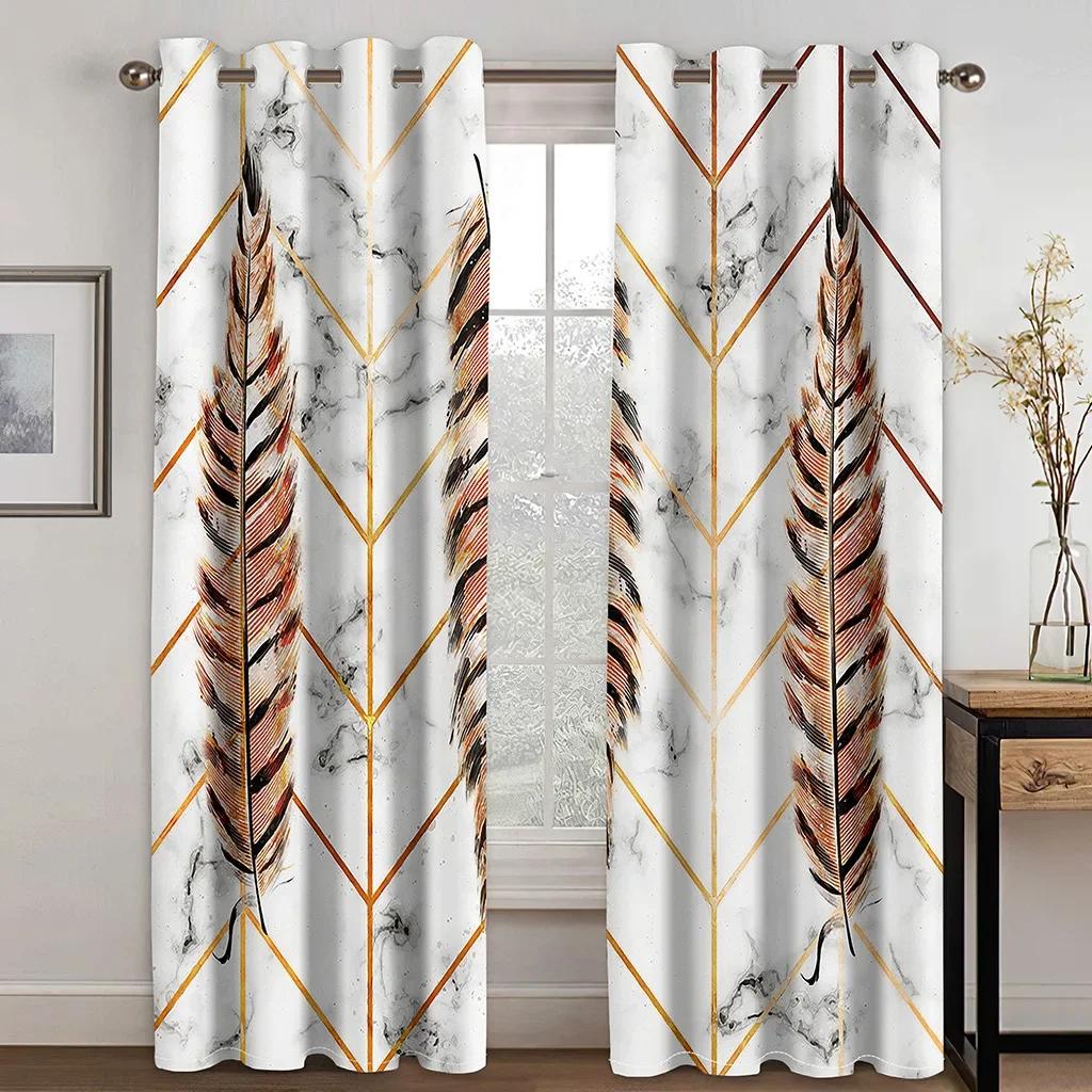 3D Customize Size Cheap Black Abstract Geometric Thin Windows Curtains for Living Room Bedroom Kitchen Office Decor 2Pieces