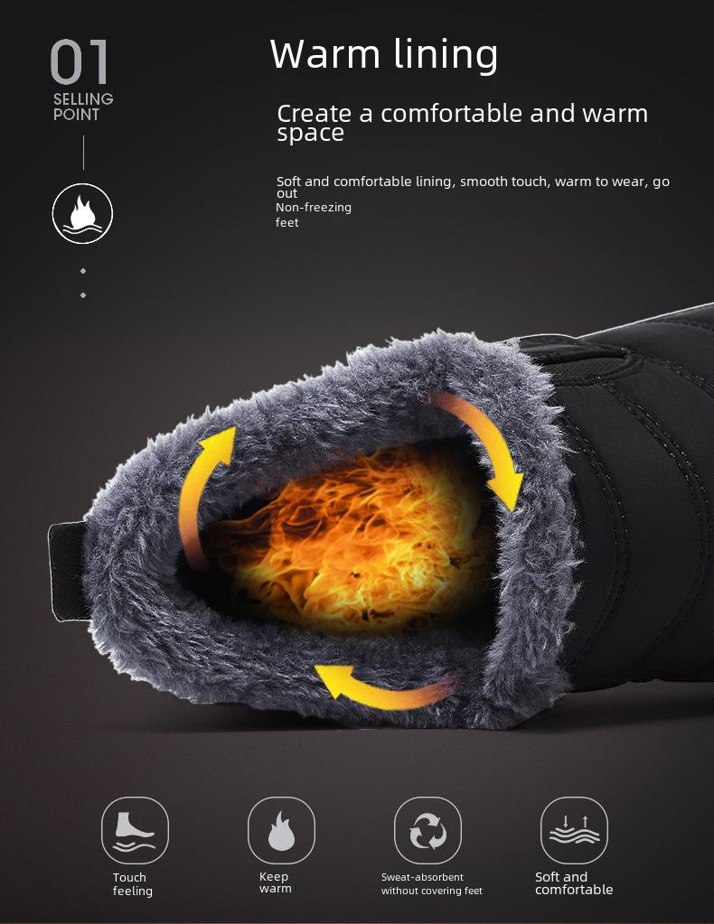 Zimowe bawełniane buty: Pluszowe, Ciepłe, Duży Rozmiar, Casualowe Śniegowce dla Par