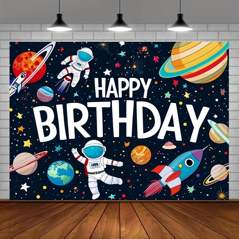 1 Space Happy Birthday Decoration Astronaut Spaceship Theme Large Birthday Banner Background Cloth