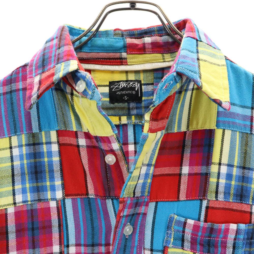 Stussy Check Pattern Long Sleeve Patchwork Shirt S Red Other Men's Used