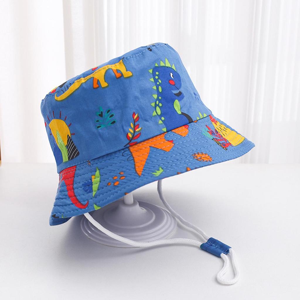 2025 Children's Cartoon Bucket Hat: Cute Car & Dinosaur Print, Summer Cotton Beach Fisherman Hat