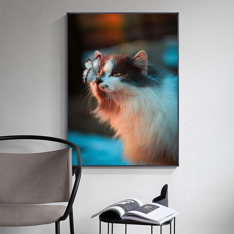 Funny Cute Cat Canvas Painting, Animal Big Eyes Kitty Posters and Prints, Pictures for Kids Room, Home Decor Quadro