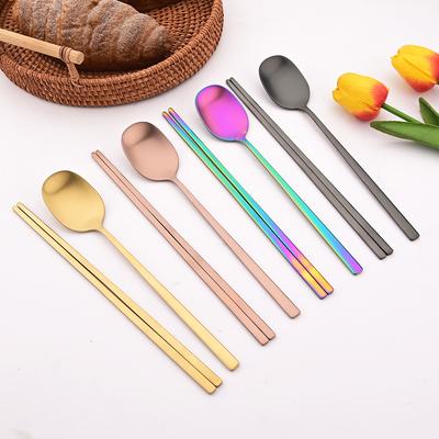 Western 6Pcs Rose Flatware Stainless Steel Dinnerware Set Kitchen Dinner Spoon Chopsticks Cutlery Set Matte Home Tableware