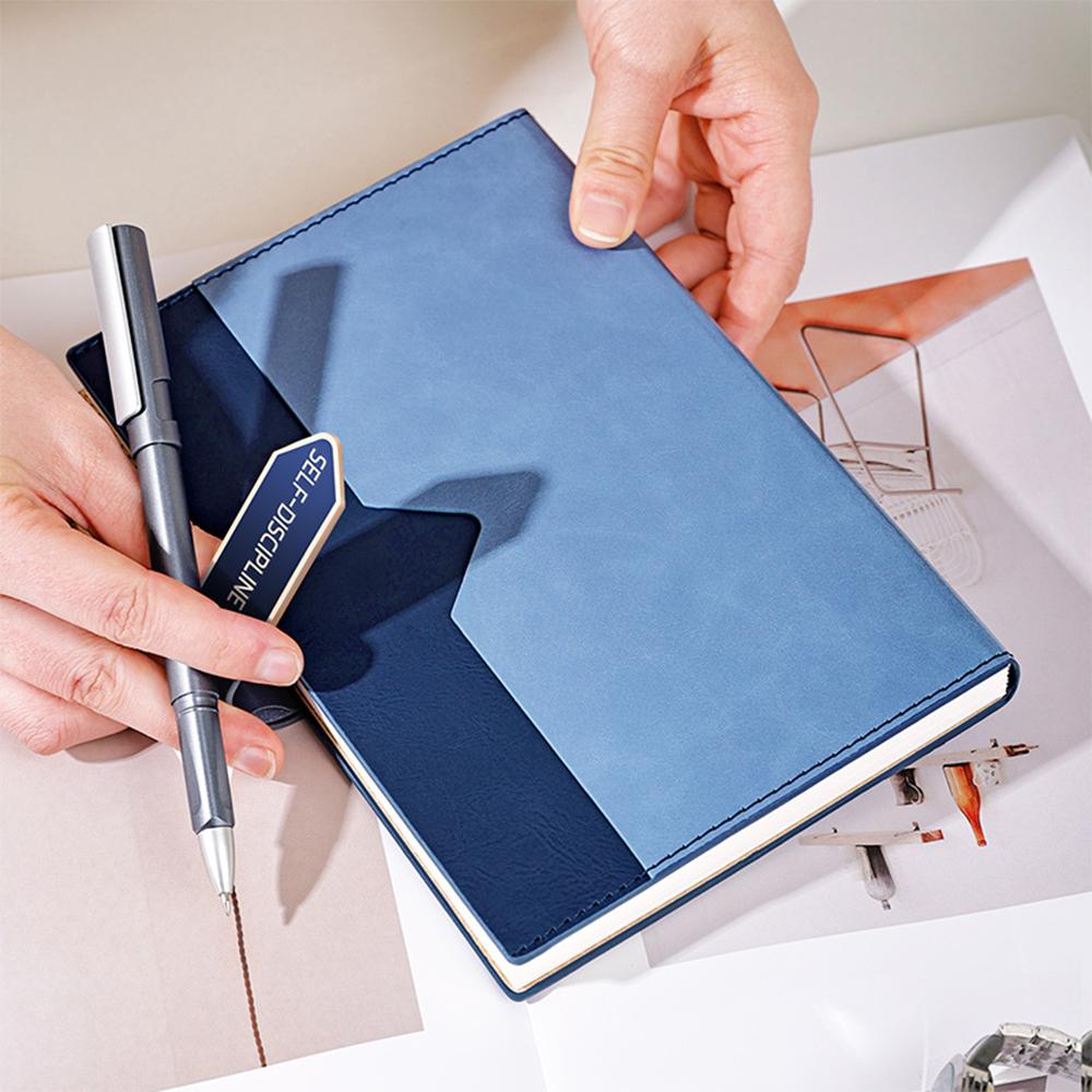 (can Engrave Logo) A5 Business Buckle Notepad, Student Subject Notebook, Leather Cover, Thickened Lined Inner Pages Meeting Minutes, Travel Log