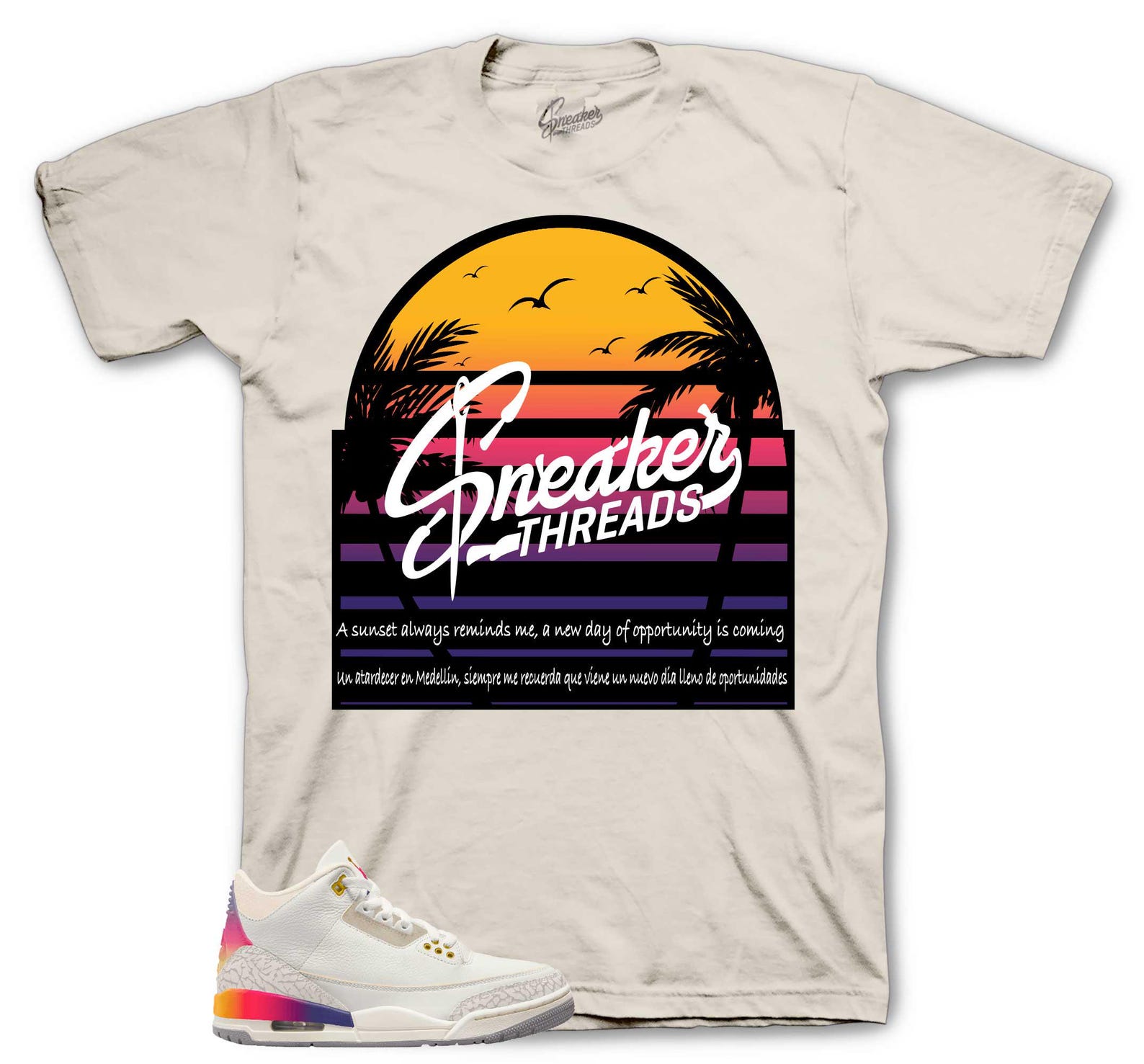 Sneaker Tees To Match Retro 3 Sunset Balvin - ST Logo Shirt M