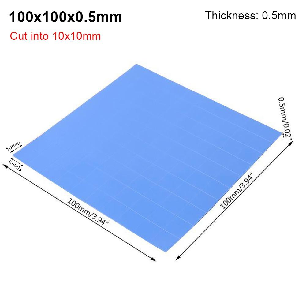 1Pcs New 0.5mm Thickness Silicone Pad Heatsink 100x100x0.5mm Blue Thermal Pad Non-Conductive Cooling Pad for Laptop CPU GPU