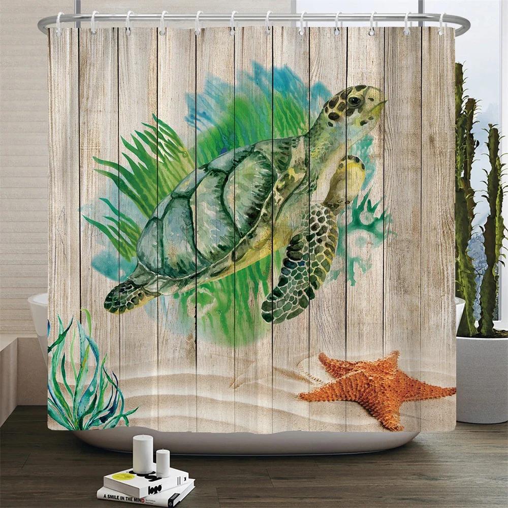Creative Shower Curtains Printed Ocean Turtle Waterproof Bathroom Curtain Home Decor Polyester Bath Shower Curtain With Hooks