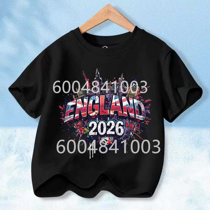 England Flag Retro Style Graphic Children Shirt Kid Boys Girls Summer Cotton Short Sleeve Little Soccer Fan Casual Daily Wear