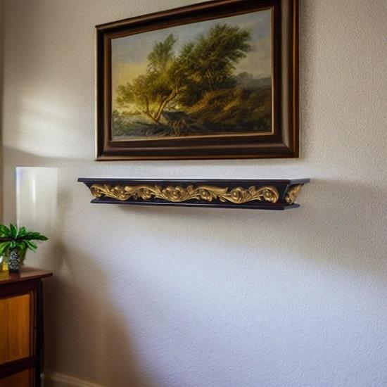 Solid Wood Carved Shelve for Living Room Brown Italian Wooden Shelf