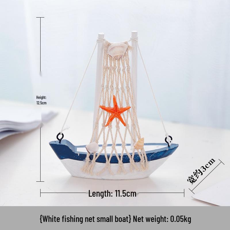 Mediterranean Wooden Sailboat Model Ornament
