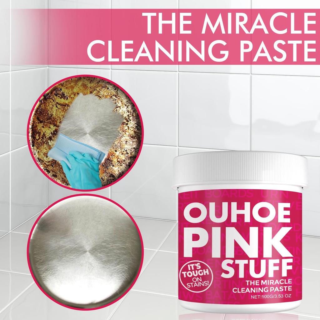 Multi-Purpose Gentle Cleaning Paste - Heavy-Duty Degreaser for Kitchen, Universal Pink Tub Scrubbing Powder