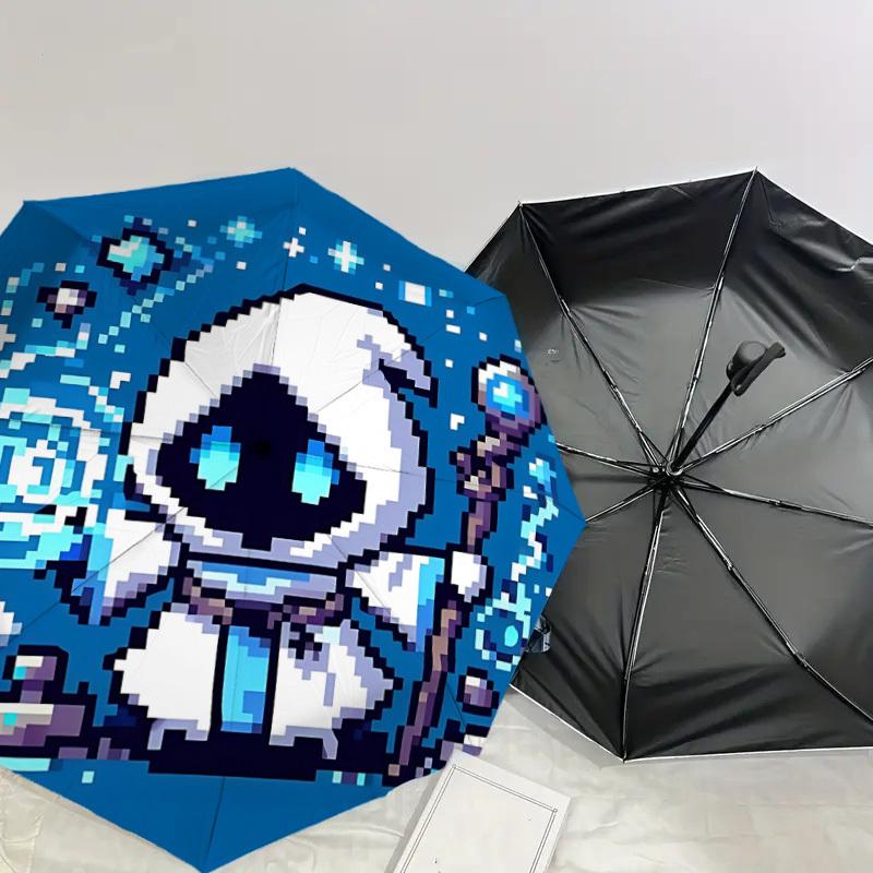 Parapluie Guerrier Pixel Enchanté: Ouverture/Fermeture Automatique, Protection Extérieure, Accessoire de Voyage, Léger et Durable