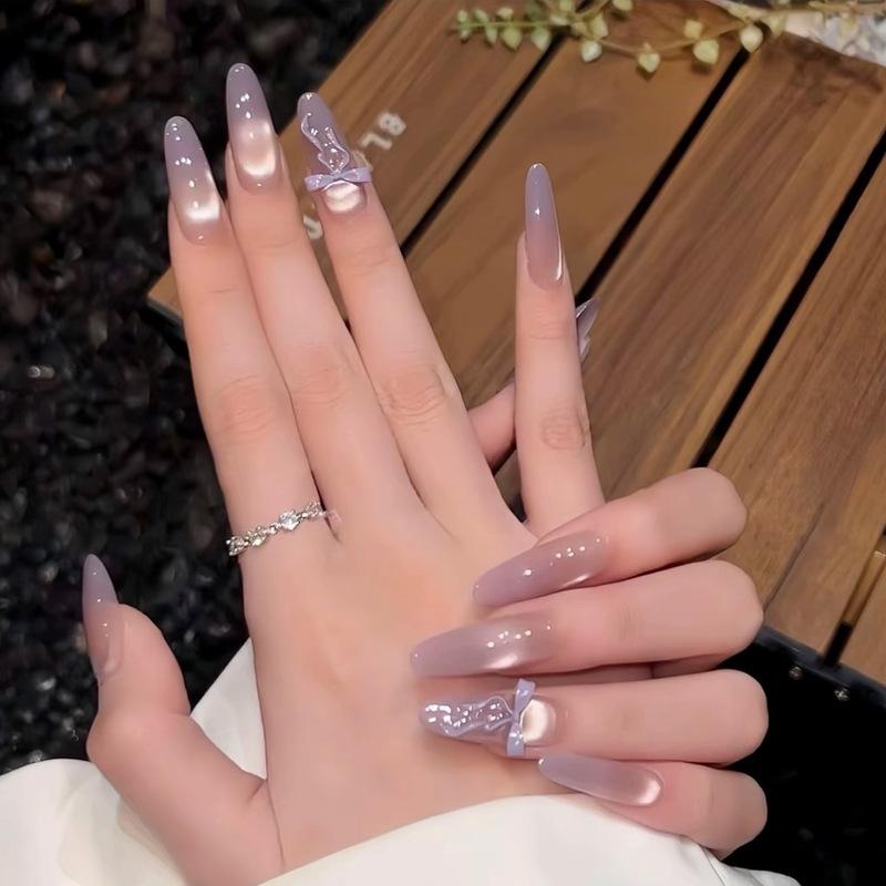 Nude Pink Gradient Cat Eye Whitening Aurora Nail Art Removable Stickers