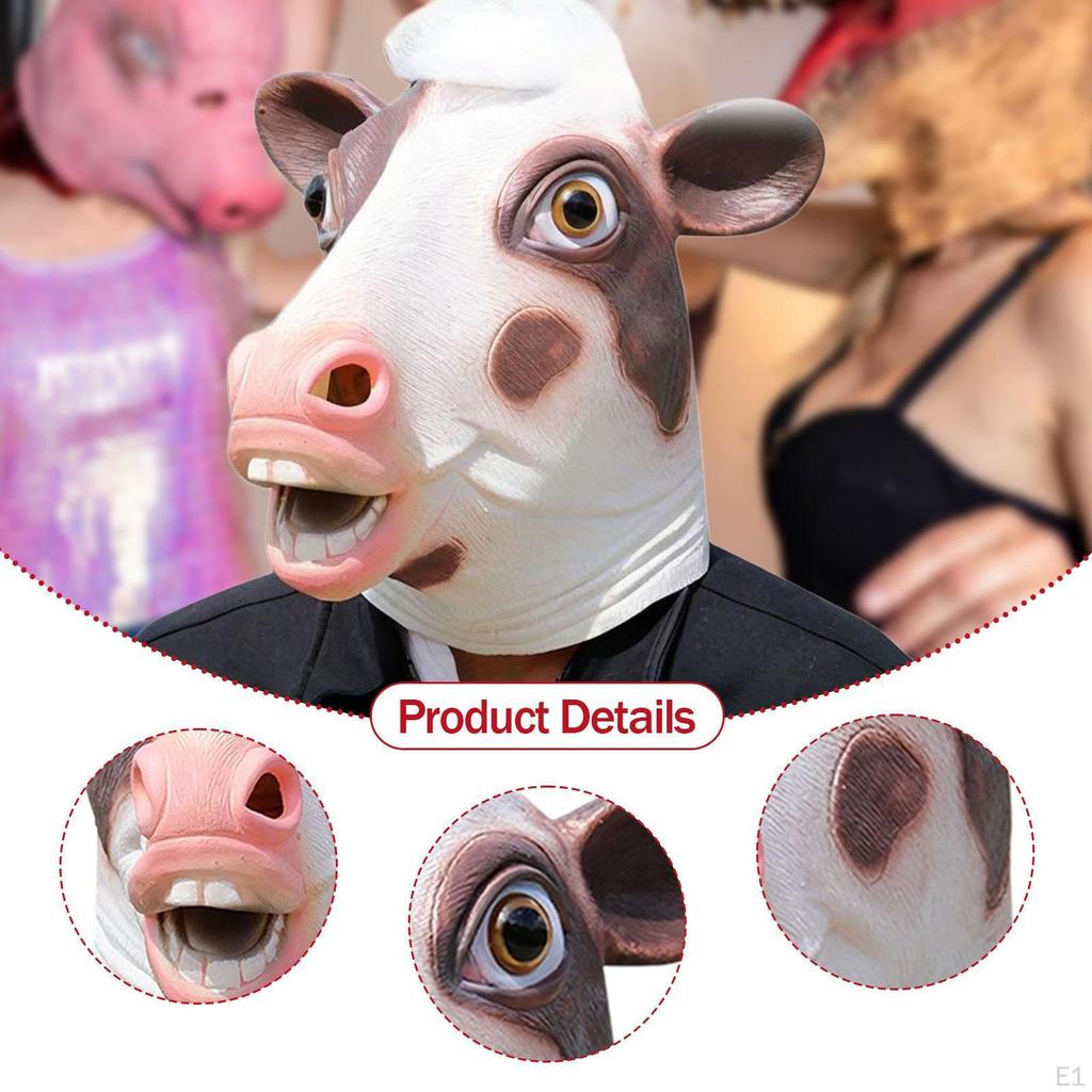 Halloween Cow Animal Head for Dressing Up Party Props