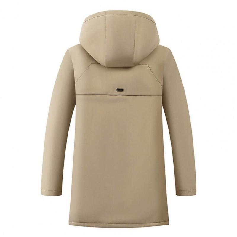 Men's Winter Thick-wool Lined Hooded Jacket Zipper Mid-length Parka
