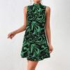 Women's summer European and American printed stand-up collar dress