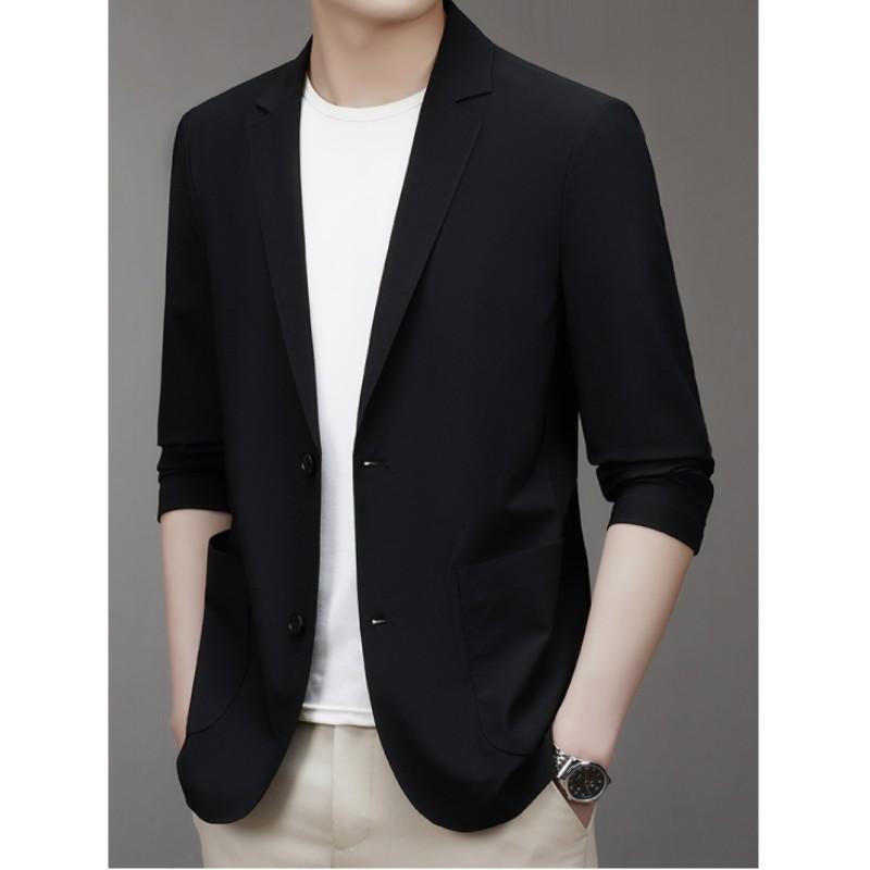 Men's Waffle-Weave, UV-Protective, Non-Iron, Ice-Silk Blazer—High-Stretch, Casual, Slim-Fit, Formal Suit Jacket