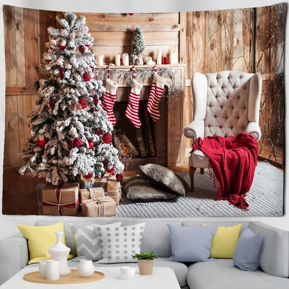 Weihnachtliches Katzenmuster Wandteppich Schlafzimmer Wohnzimmer Heim Wanddekoration