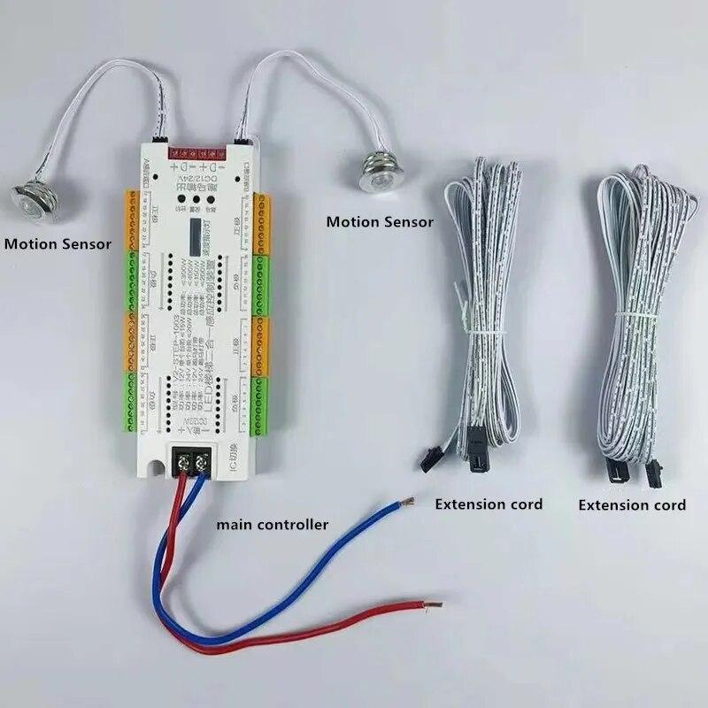 

DC 12 В 24 В лестничный светодиодный датчик движения, контроллер, 32 канала, внутренний PIR ночник, диммер для лестниц, гибкая светодиодная лента
