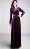 Platinum Liberty long perfect for parties and dance Velvet dress size V-neck, high-waisted, empire-waisted, maxi-length dress, halls. (purple, L).