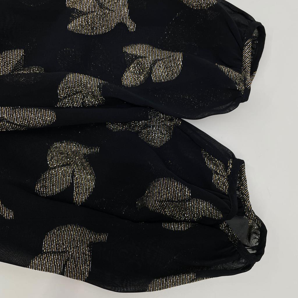 Max Mara 822614730 Black X Gold Viscose All-Over Pattern Sheer Leaf Dress One Piece Dress 44 blackUsed