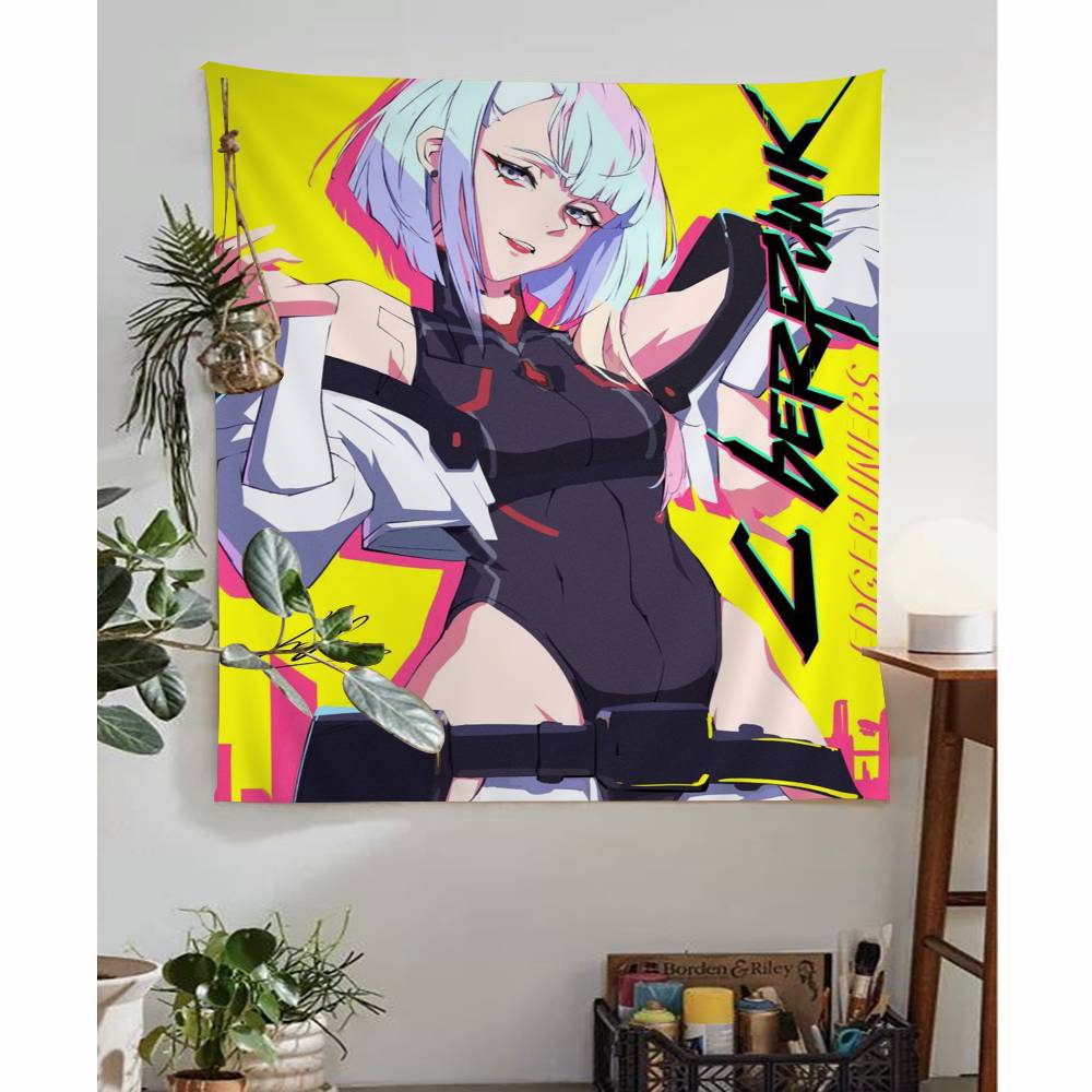 Anime CCyberpunk EEdgerunners Colorful Tapestry Wall Hanging Bohemian Wall Tapestries Mandala Wall Art Decor