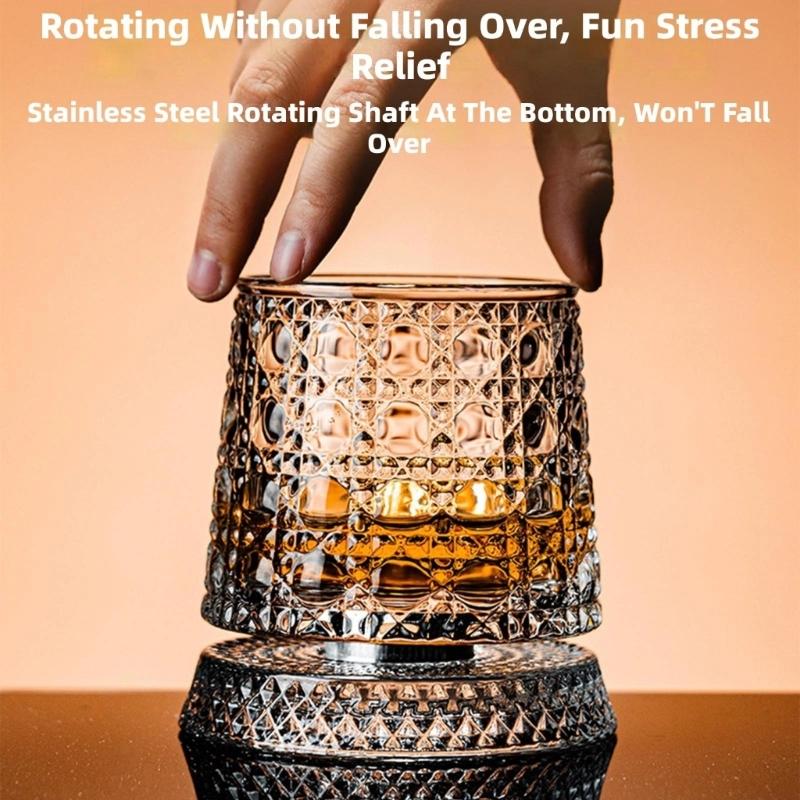 Premium Clear Whiskeys Glass with Rotating Base for Stress Reduction Crystal Cocktail WIne Glass Elegant Glassware Gift