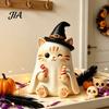 Trendy Desk Accessories Vintage Witch Cat Halloween Decoration, Small Wooden Unique Gift for Her Figurine Farmhouse Mantel, Bookshelf Table,