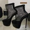 Summer Breathable Mesh Fabric Women Ankle Boots Sandals Fashion Zipper Stiletto Heels Gladiator Shoes Zapatos Mujer