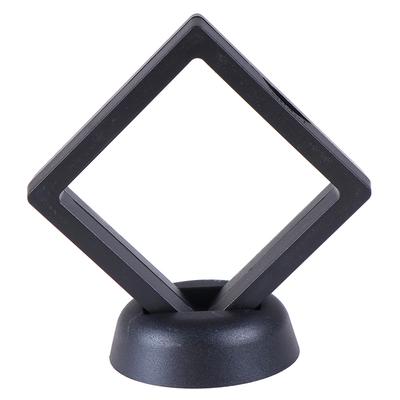 Caja flotante 3D negra para soporte de marco de exhibición de monedas y joyería, 70x70Mm, con soporte