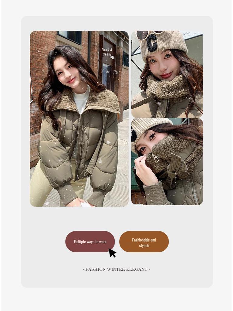 Korean Style Women's Lapel Down Cotton Coat - Winter Thickened Warm Fashion Jacket