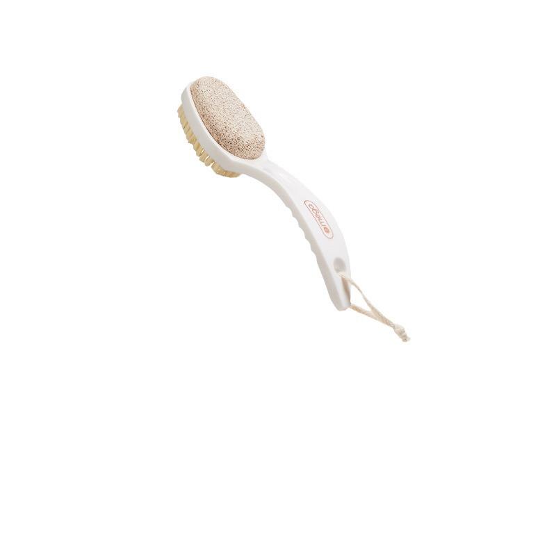 Zweiseitige Fußpeelingbürste mit Bimsstein: Peelt und reinigt Fußsohlen und Nagelhaut