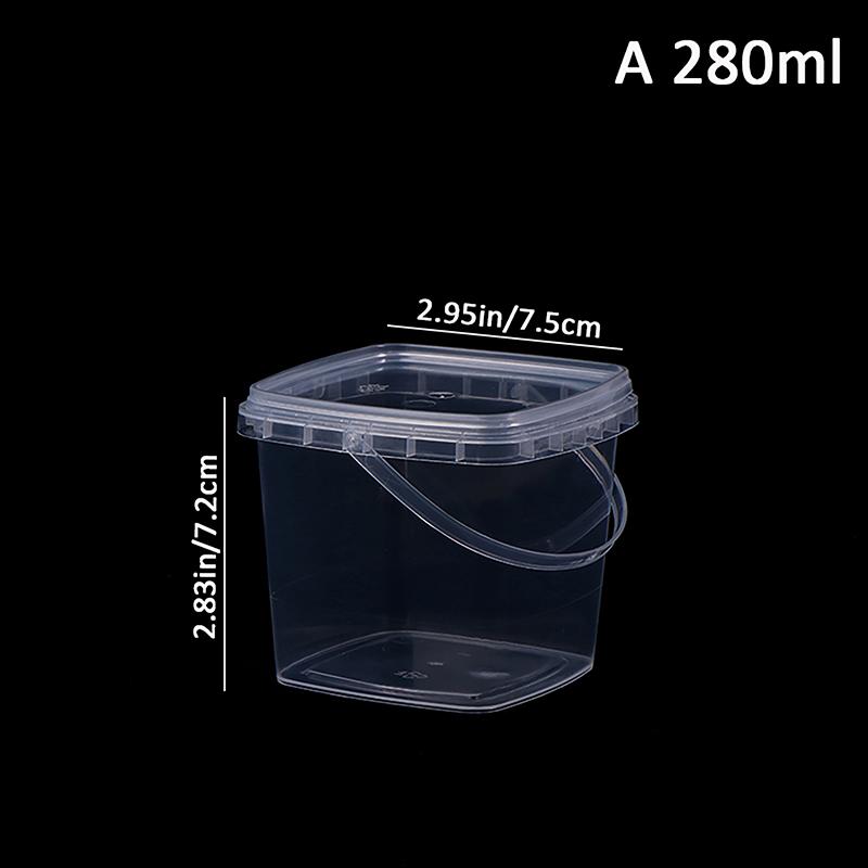 1ks 280Ml/500Ml/1L Prázdný plastový kbelík s víčkem Vzduchotěsné zavařovací sklenice Pp Průhledná nádoba pro skladování potravin ve velkém Kbelíky na nápoje