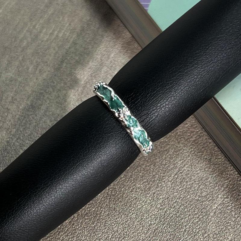 Starry sky blue gradual change broken diamond fashion open ring women s minimalist niche design sense light luxury versatile stack wearing ring