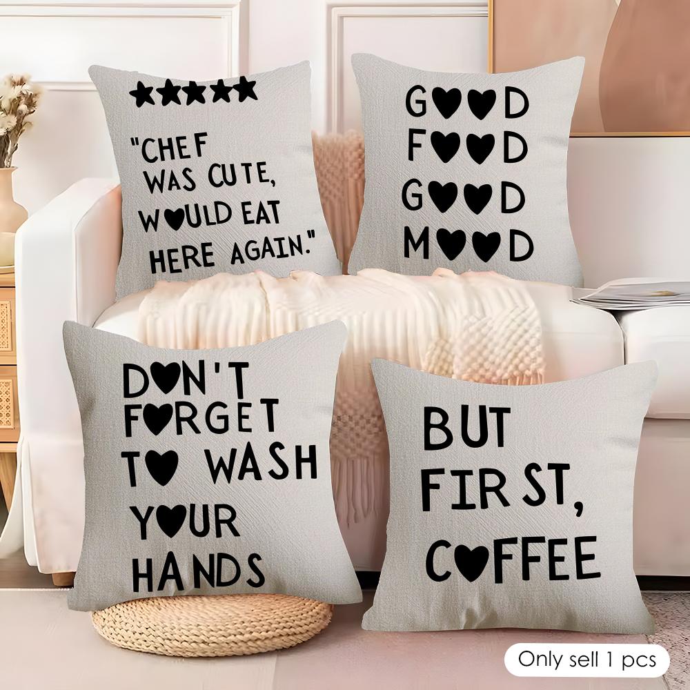Aesthetic Kitchen Love Cushion Cover Soft Plush Fabric DoubleSided Printed Cushion Covers for All Seasons Modern HomeDecor Gift