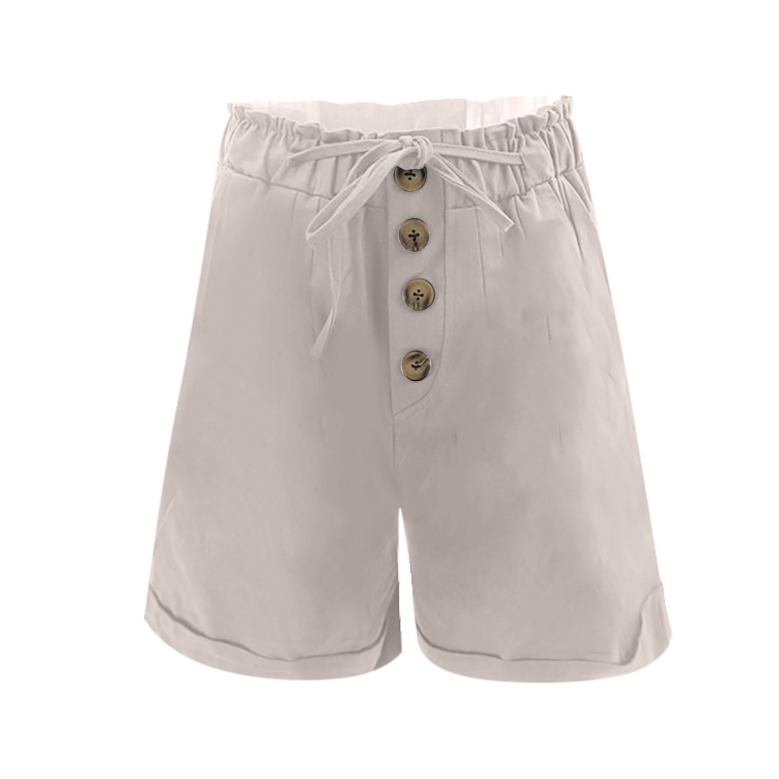 Женские модные однотонные повседневные шорты с широкими штанинами и высокой талией — фото 4