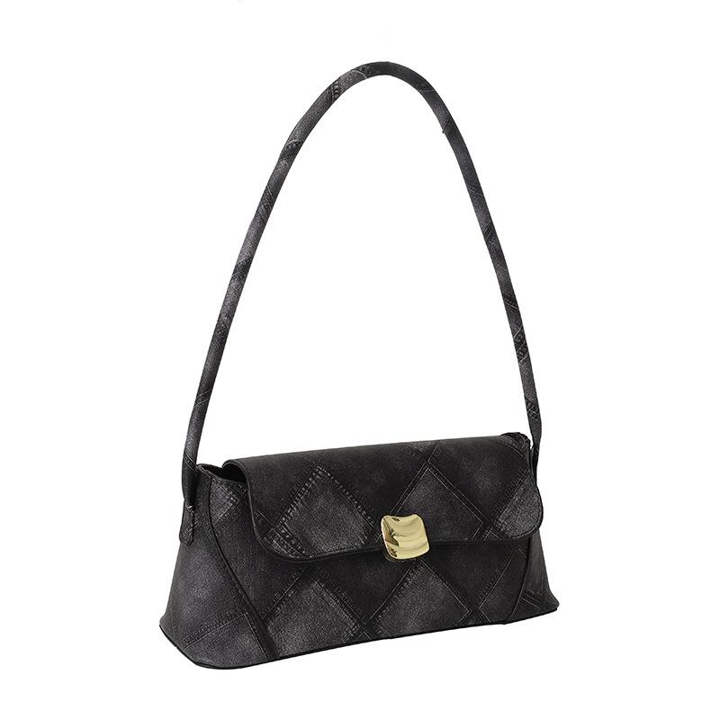 Retro Plaid Underarm Bag New Women's Exquisite Lock Buckle Texture Small Square Bag Casual Fashion Versatile Shoulder Bag