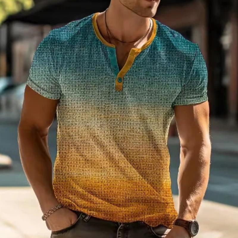 

Мужская вафельная футболка-поло Генри с градиентной расцветкой, короткий рукав S оранжевый