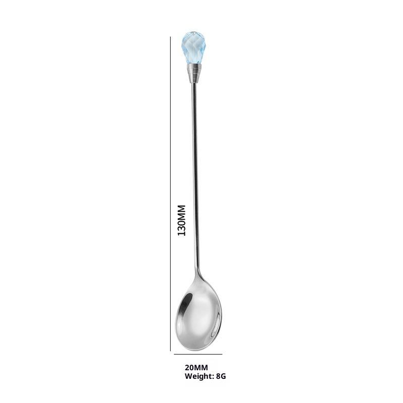 Spoon Set Long Handle Teaspoon 430 Stainless Steel Diamond Ice Spoon Perfect For Dessert Ice Cream Coffee Cocktail