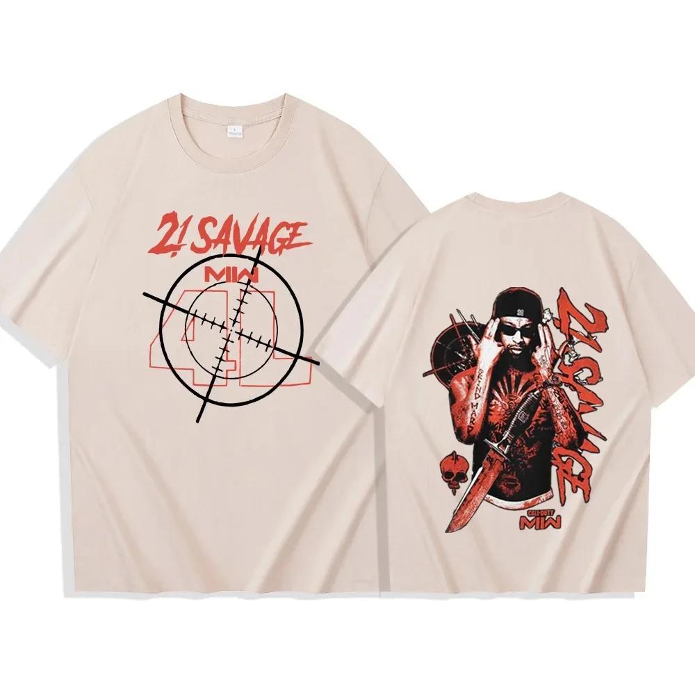 21 Savage American Dream T-Shirts Harajuku Hip Hop O-Neck Short Sleeve Shirts Fans Gift High Quality Cotton Summer Fashion Loose